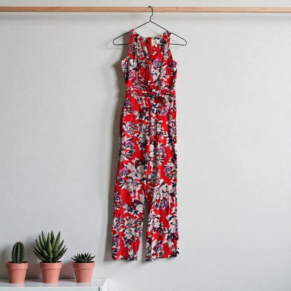 YUMI KIM Red Floral Belted Jumpsuit Size XS - Picture 1 of 7